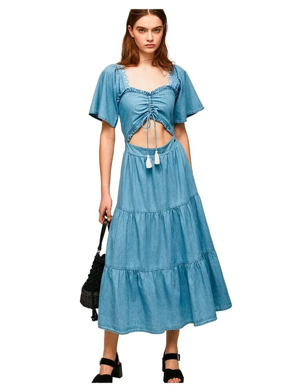 Pepe Jeans Women's Aitana Dress, Blue (Blue), L
