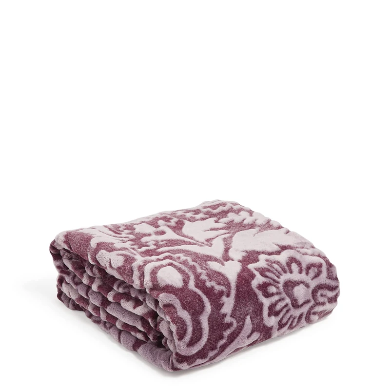 Vera Bradley Women's Fleece Plush Throw Blanket, Java Mulled Wine Tonal, 80 X 50