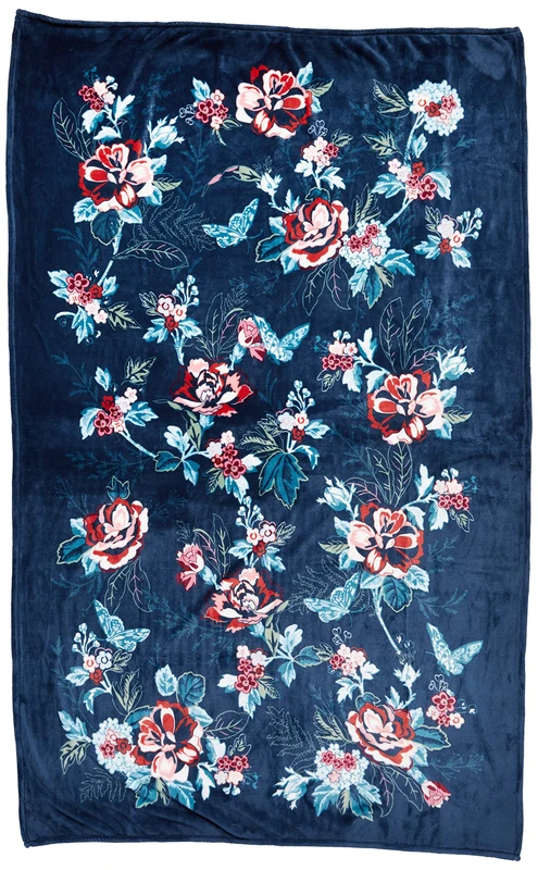 Vera Bradley Women's Fleece Plush Throw Blanket, Rose Toile, 80 X 50
