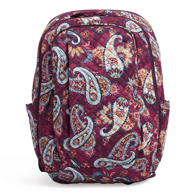 Vera Bradley Women's Cotton Large Backpack Travel Bag, Paisley Jamboree - Recycled Cotton, One Size