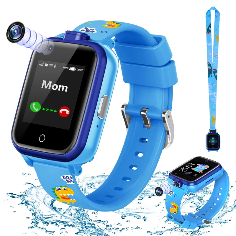 LiveGo Smart Watch for Children, 4G Safe Smartwatch with Two Cameras, GPS Tracker, SOS Call for Children, Students Aged 4-12 Years, Birthday Gifts School Day (T13 Blue)