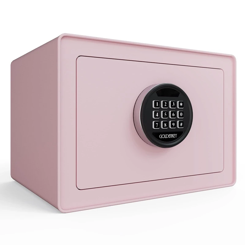 GOLDENKEY Digital Security Safe and Lock Box,Small Safe box for Money, Keypad Lock,Perfect for Home Office Hotel Business Jewelry Gun Use Storage,0.5 Cubic Feet,Pink