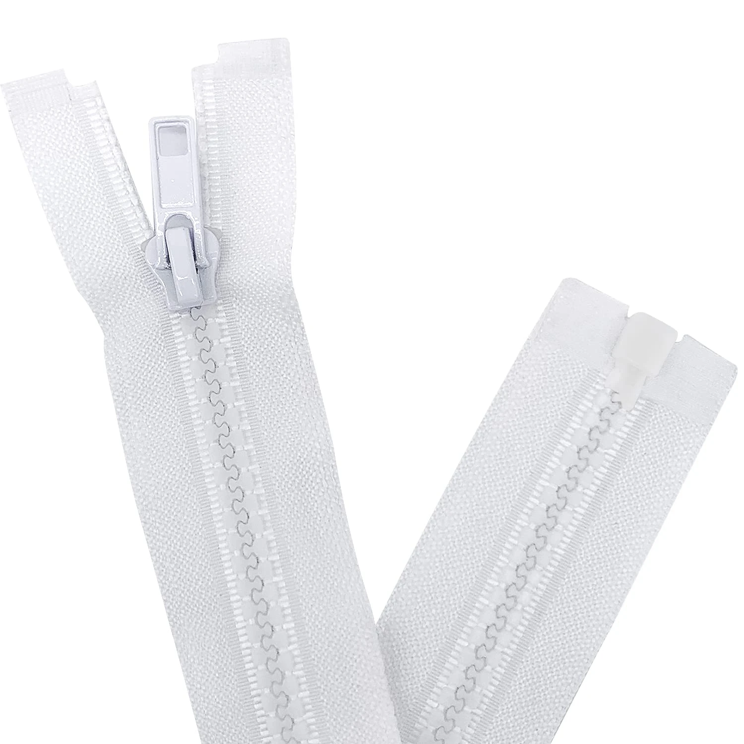 Sawoake 2PCS #5 6 Inch Separating Jacket Zippers for Sewing Coats Jacket Zipper White Molded Plastic Zippers Bulk Tailor DIY Sewing Tools for Garment/Bags/Home Textile