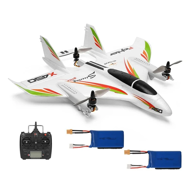QAQQVQ RC Airplane, 2.4G 6CH RC Glider Fixed Wing Aircraft, 3 Flight Models Brushless RC Helicopters Vertical Takeoff Landing With LED Lights 2 Batteries RTF For Adult - Image 1