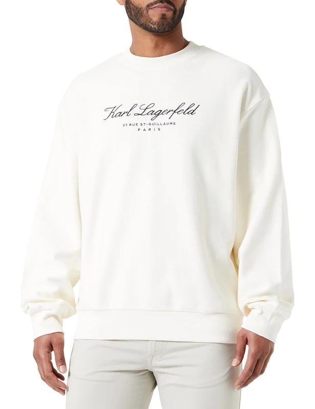 KARL LAGERFELD Men's Hotel Karl Sweatshirt Off White L