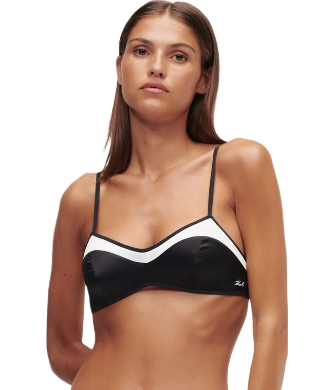 KARL LAGERFELD Women's Bi-Colour Satin Padded Bra Black M