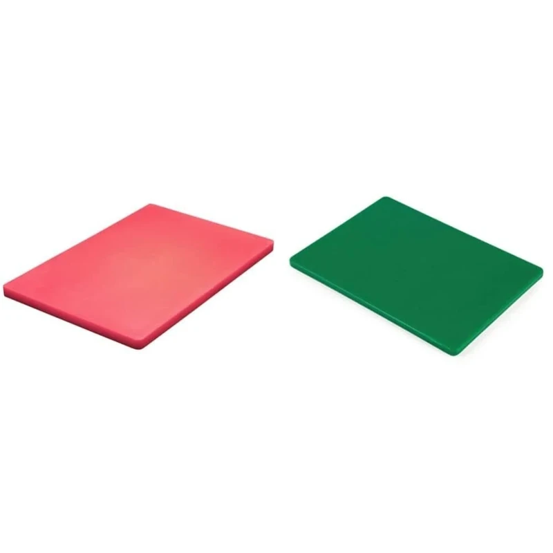 Hygiplas Large High Density Red Chopping Board for Raw Meat - 60x45cm & 23000 Chopping Board Small Green 229x305x12mm Kitchen Cutting Slicing