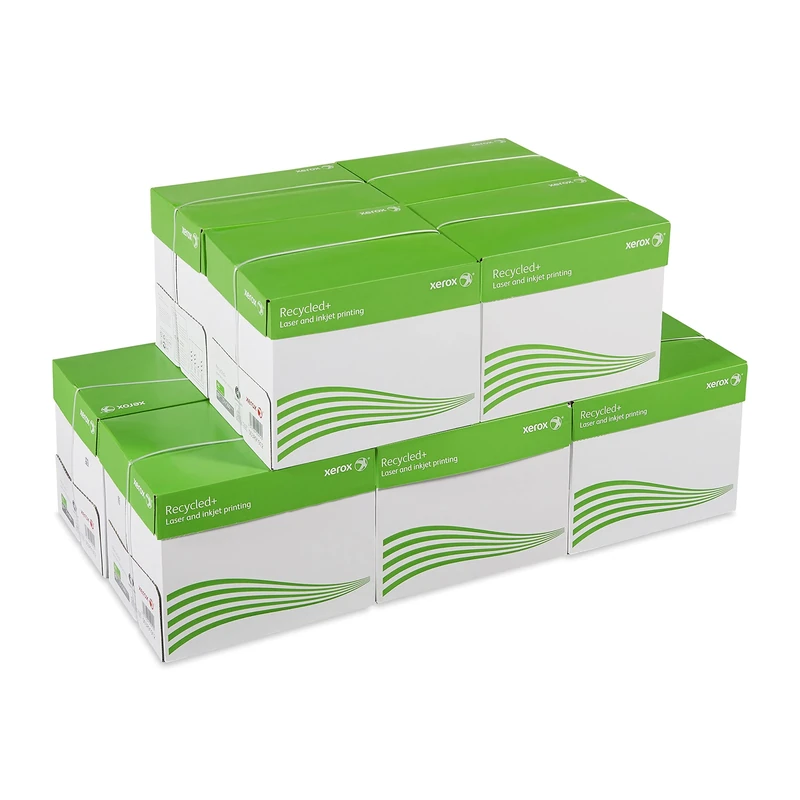 Xerox Recycled+ White Recycled Paper ISO 80 g/m² A4 - Pack of 10 Cards - 50 Reams of 500 Sheets - 25,000 Sheets
