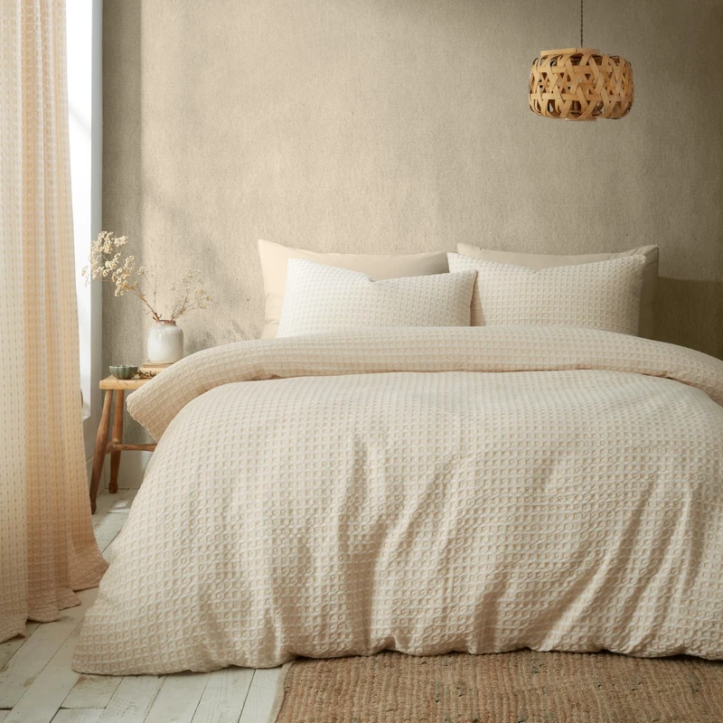 Pineapple Elephant Muscat Waffle King Duvet Cover Set with Pillowcases Natural