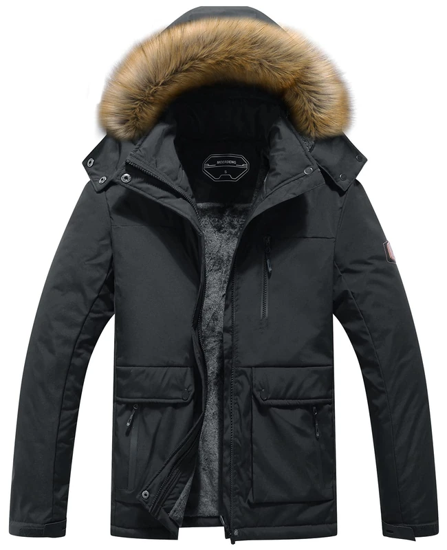 MOERDENG Women's Waterproof Ski Snow Jacket Winter Warm Hooded Snow Coat Mountain Windproof Ski Jacket For Women, Black, S - Image 1
