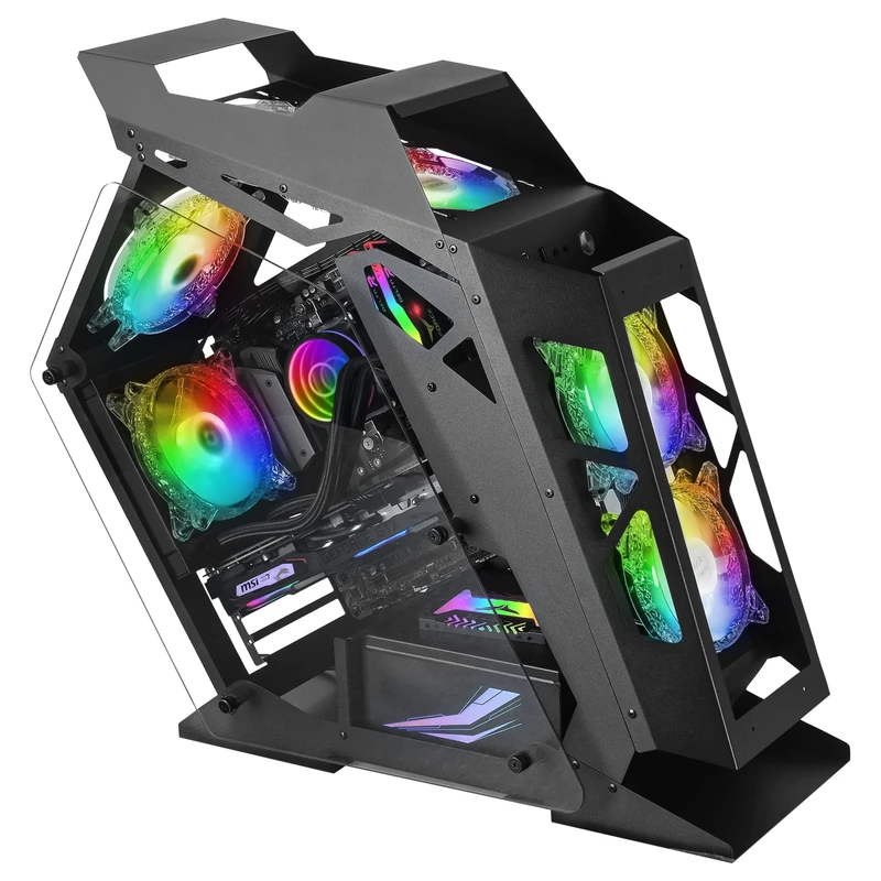 Mars Gaming MC61 Black, Compact Micro-ATX Gaming PC Case, 4x 12cm Fans, ARGB Chroma, Dual Tempered Glass Windows