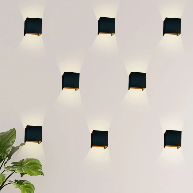 Barcelona LED 8 Pieces 6 W Indoor/Outdoor Wall Light, Outdoor Wall Light, Natural Light 3000 K Aliques LED Wall Angle Adjustable Beam Waterproof IP65