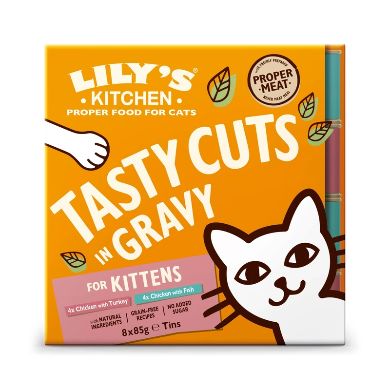 Lily's Kitchen Natural Kitten Wet Cat Food in Gravy - Tasty Cuts Mixed Multipack - Complete Grain-Free Recipes (48 Tins x 85g)