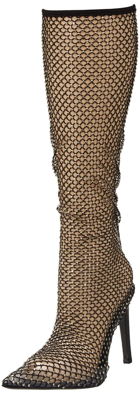 Pinko Caroline Women's Stretch Mesh Ankle Boots, Knee High Boots, Z99 Black Limousine, 3 UK