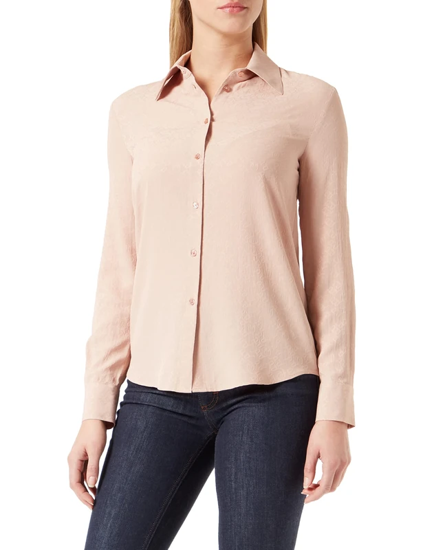 Pinko Women's SMORZARE Camicia Crepe DE Chin Blouse, OB1_Nude/ROSATO, 38