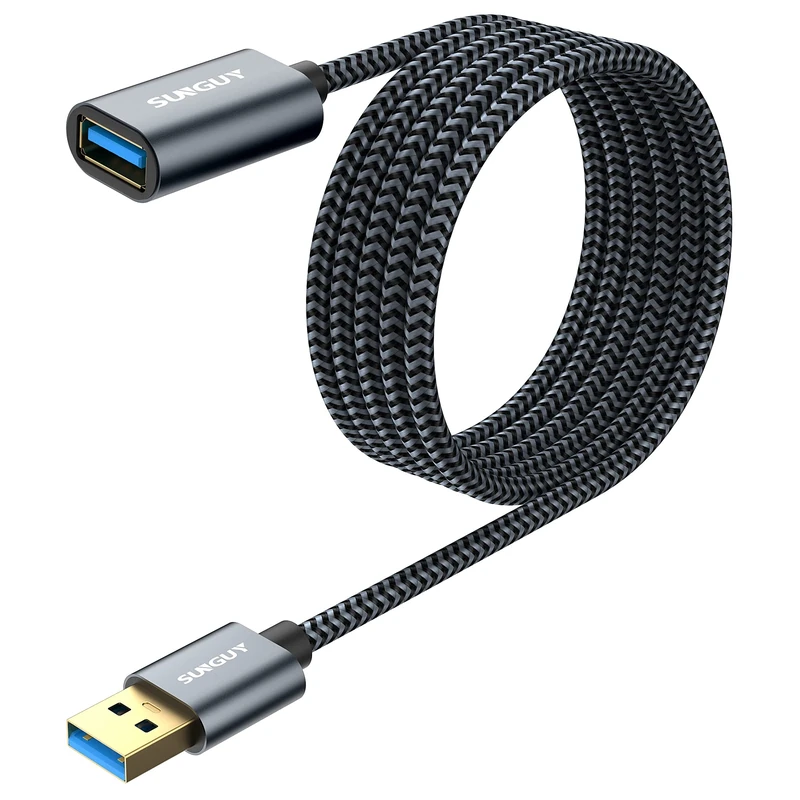 SUNGUY USB 3.0 Extension Cable [2 m] Extension Cable 5Gbps Super Fast USB A Male to A Female Extension for Card Reader, Keyboard, Printer, Scanner, Camera