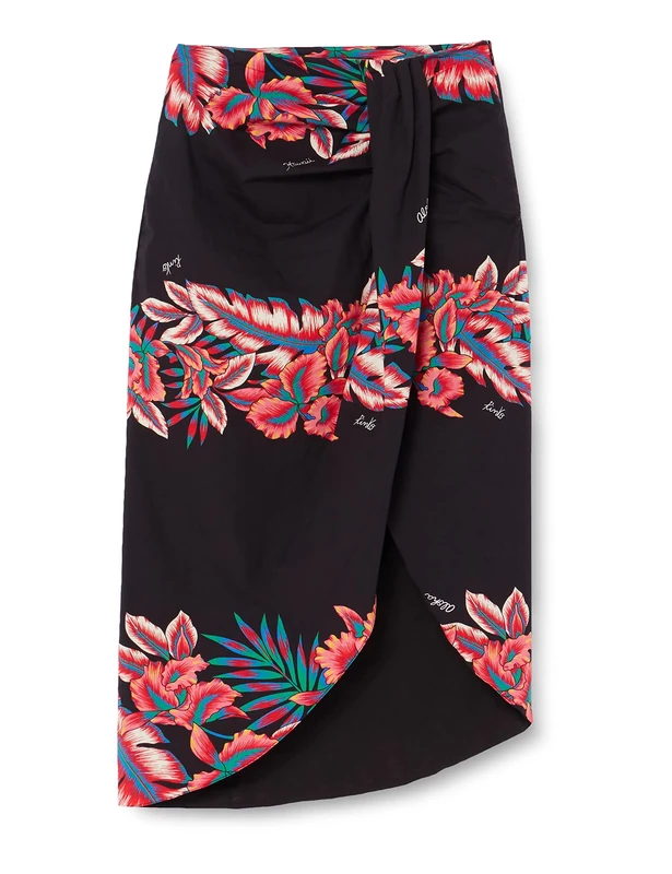 Pinko Women's GIREVOLE Gonna Popeline Stampa Skirt, ZR3_Mult.Nero/Rosso, 44