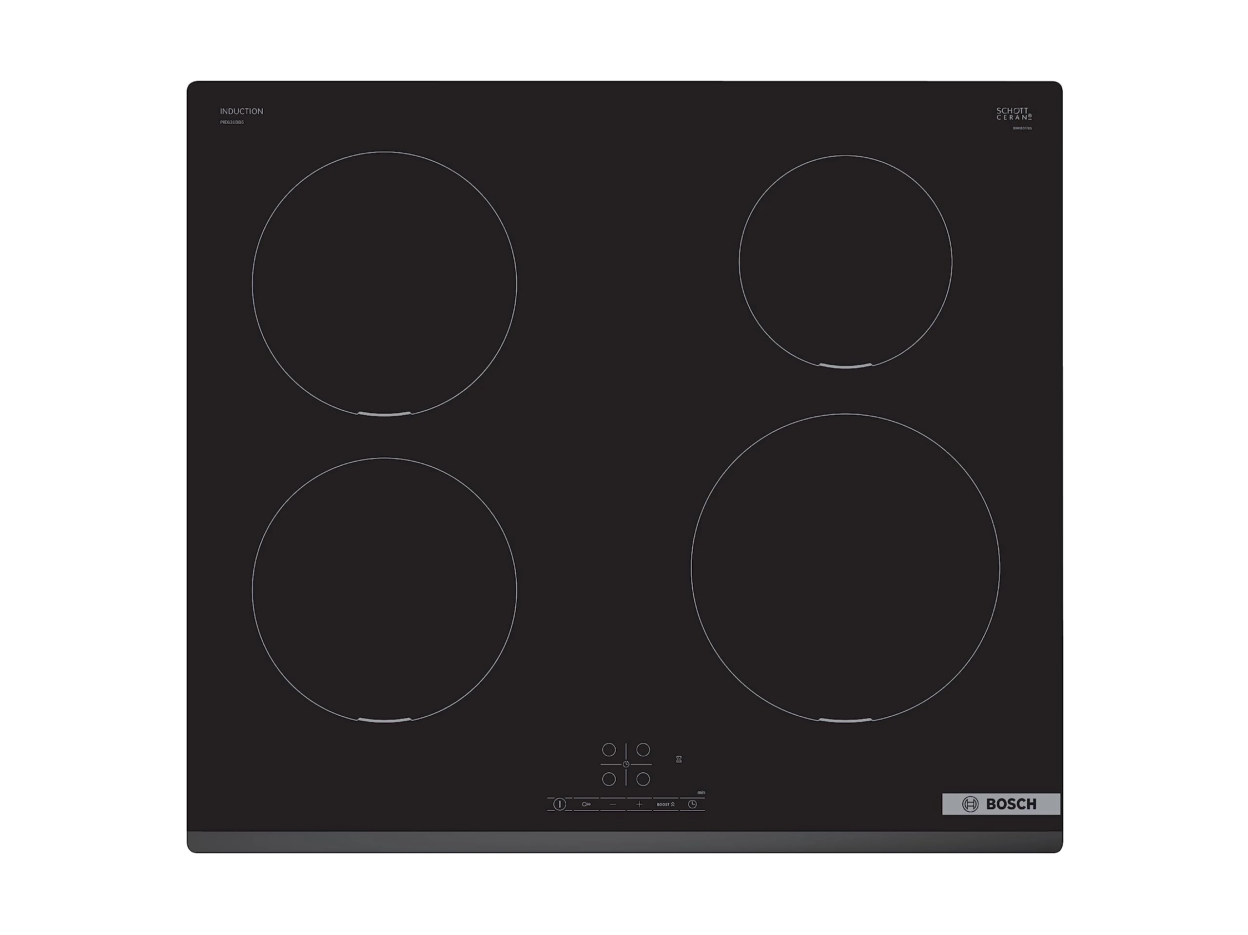 Bosch Series 4 PIE631BB5E Induction Hob with 5 Year Warranty, TouchSelect, PowerBoost, Integrated, Black, 60cm wide