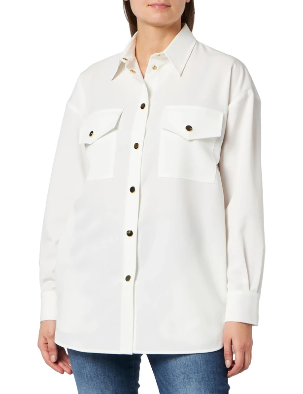 Pinko Women's Equilibrato Giacca Lino Stretc T-Shirt, Z05_Bianco-biancaneve, 36