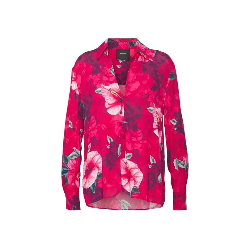 Pinko Women's CONTENTO Camicia Crepe DE Chin Blouse, YN3_Mult.Fuxia/ROSA, 40