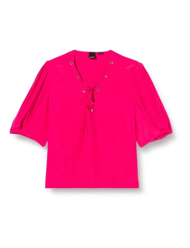 Pinko Women's BENIGNO Blusa Crepe DE Chine Short Sleeve T-Shirt, WWE_Fucsia Cozy, 48