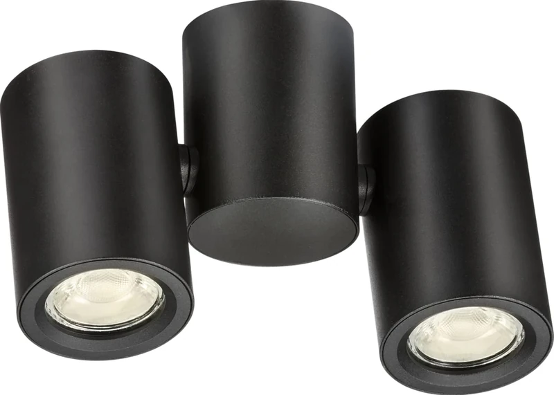 Knightsbridge Dee Twin Surface Adjustable Black Spotlight