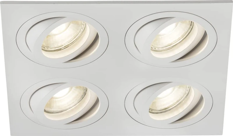Knightsbridge Downlight, Aluminium, White, Quad