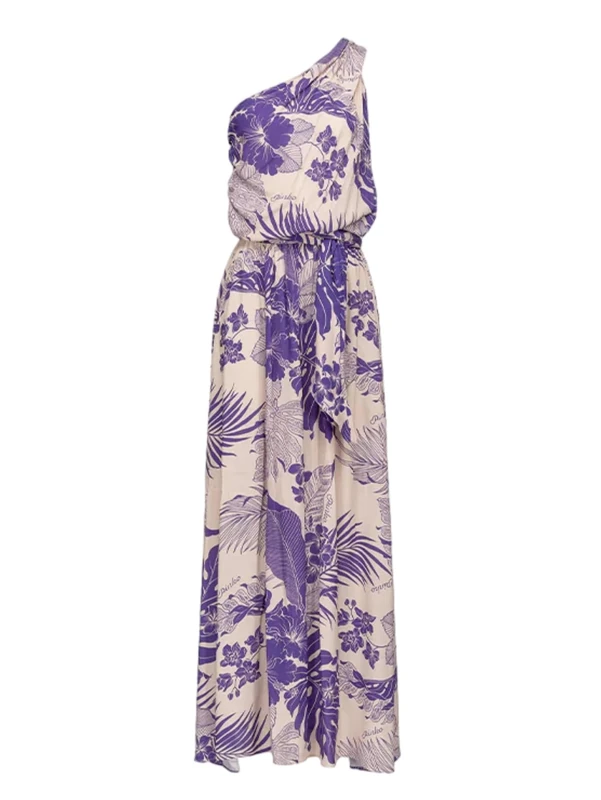 Pinko Women's Agave Marocaine Dress Print T, Ny0_Nude/Purple, 12