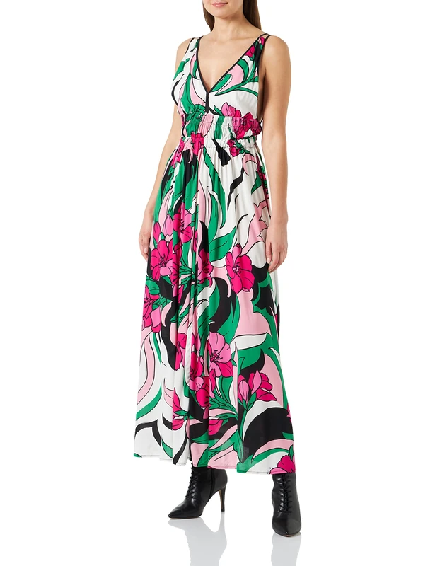 Pinko Women's NOCCIOLO Abito Tela FLUIDA STA Casual Dress, ZPA_Multi Nero/Fuxia, 38