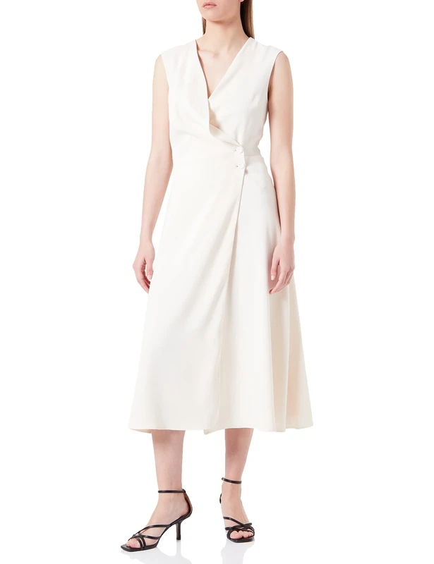 Pinko Women's Anonymous Crepe Stretch Dress Casual, N96_fumo White, UK 10.5