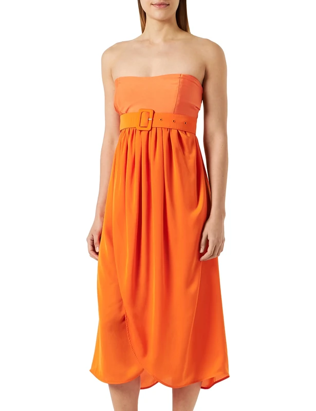 Pinko Women's ARDENTE Abito FLUIDO ULTRALIGH Casual Dress, A71_ARANC.VIBRANTE, 42