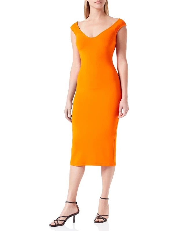 Pinko Women's Ambitious Neoprene Fluid Dress Casual, A71_aranc.Vibrating, UK 10