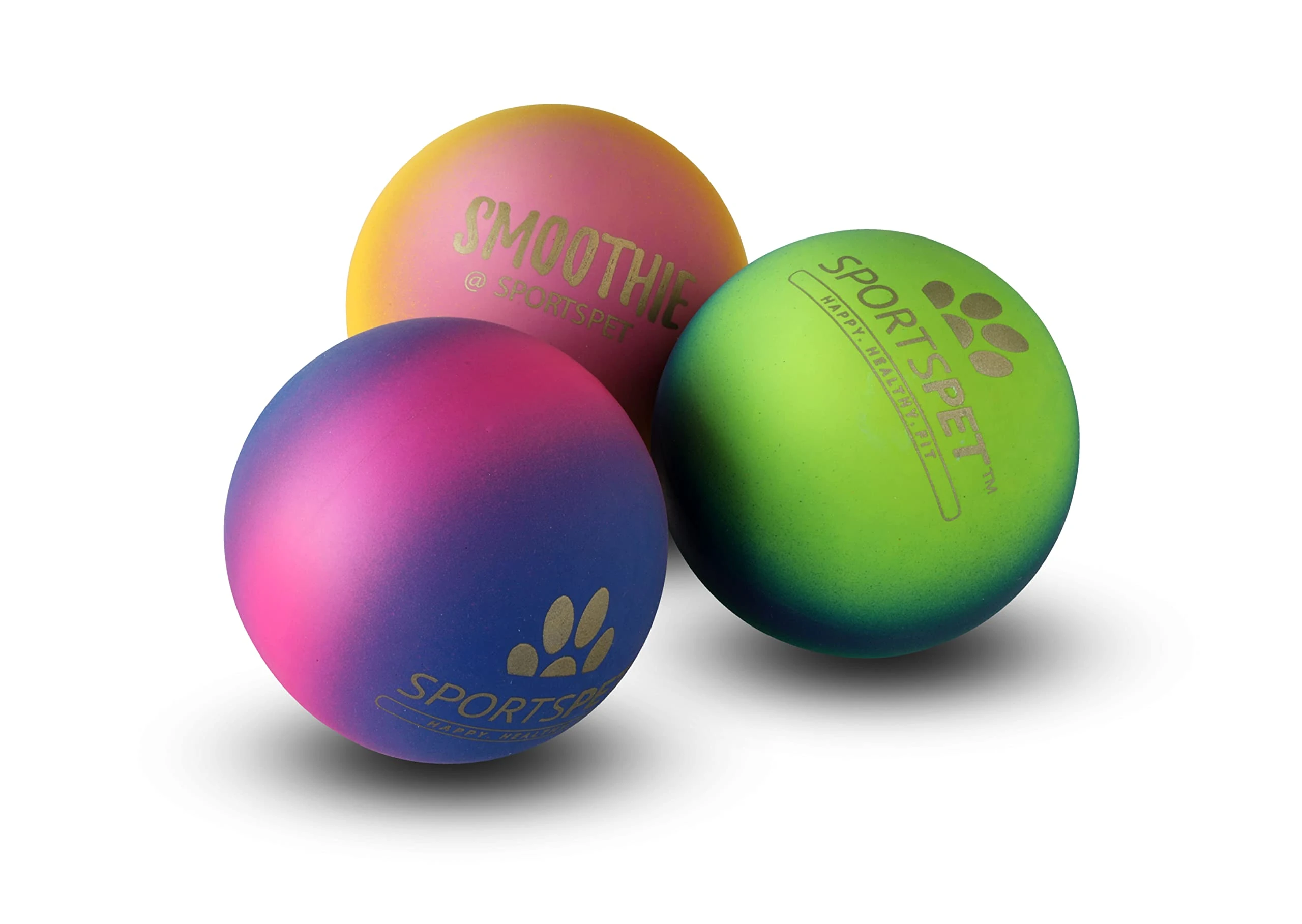 SPORTSPET High Bounce Dog Balls Smoothie Edition, Rubber Dog Balls, Floating Fetch Toy for Dogs, Strong and Durable Chew & Play, Safe Toy Balls for Dogs & Puppies, Pack of 3 (60mm)