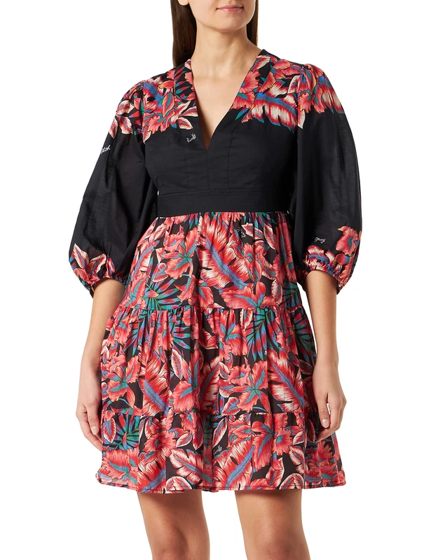 Pinko Women's BALTO Abito MUSSOLA Stampa RIG Casual Dress, ZR3_Mult.Nero/Rosso, 38 - Image 1
