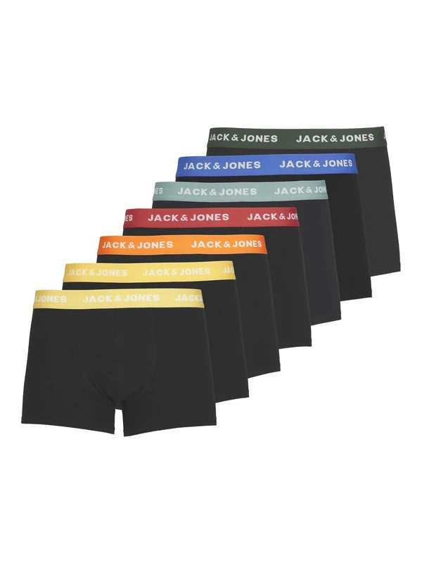 JACK & JONES Men's Jacvito Solid Trunks 7 Pack Noos Boxer Shorts, Black, XL