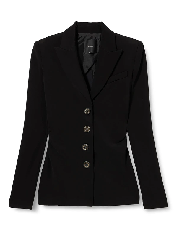 Pinko Women's EDVIGE Giacca Neoprene FLUIDO Business Suit Jacket, Z99_Nero Limousine, 38