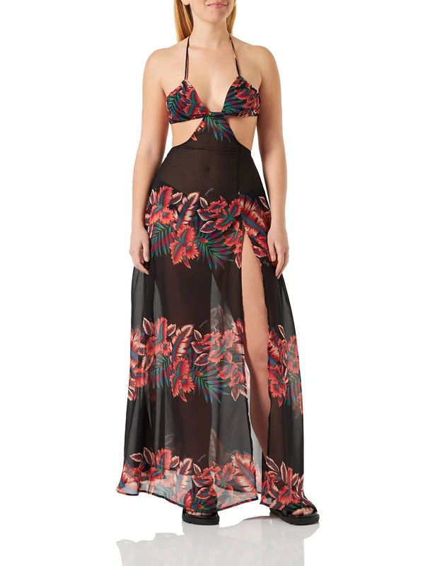 Pinko Women's Kermesse Abito Voile ST. RIGA Cover-Up, RZ5_Mult.Rosso/Nero, L