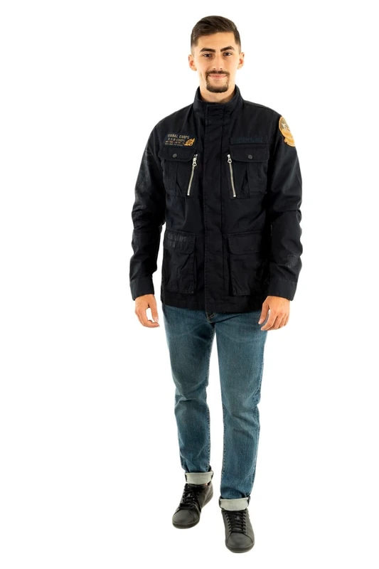 Schott NYC Men's Jacket, navy blue, M