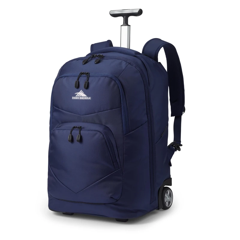 High Sierra Freewheel Pro Backpack Bookbag for Travel, or Work Rotating Handle and Padded Sleeve, True Navy, 21", Rolling