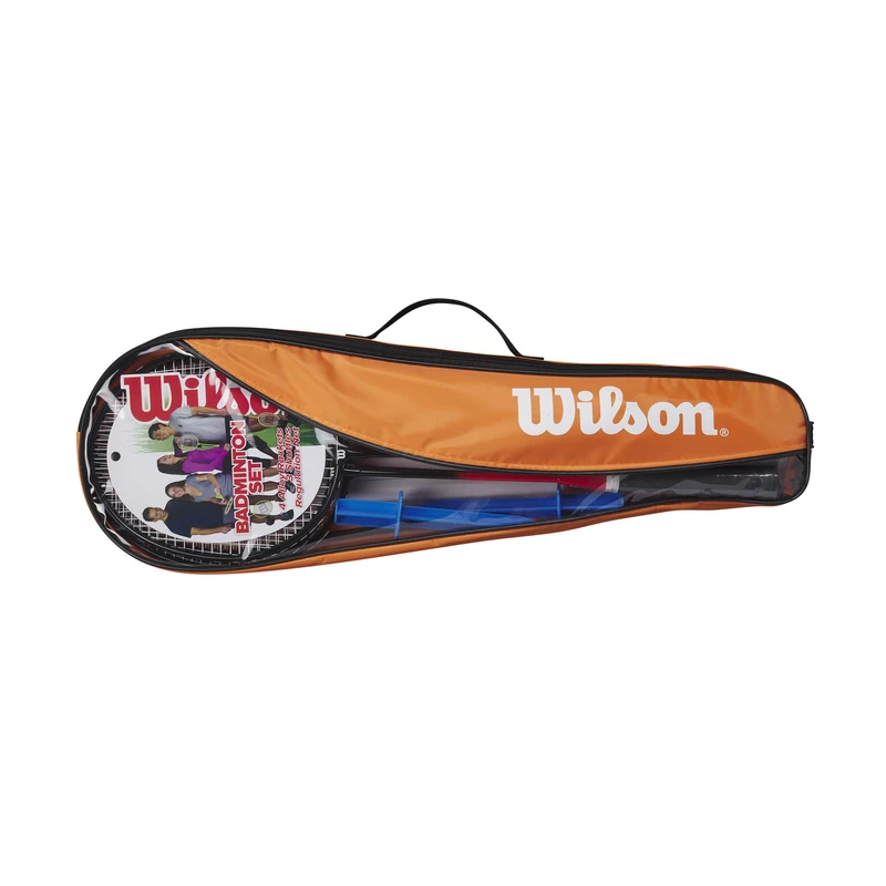 Wilson 4 Piece Kit V2 Badminton Rackets, Easy To Hold and Feather-Light, Provide Precision and Accuracy, Built To Last, Colour: Red/Orange, Size: 4