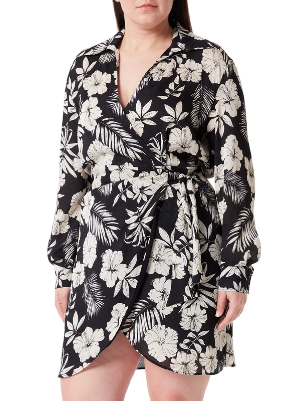 Pinko Women's Enabled Jaquard Print Dress Casual, Zdg_Black/Butter, 8