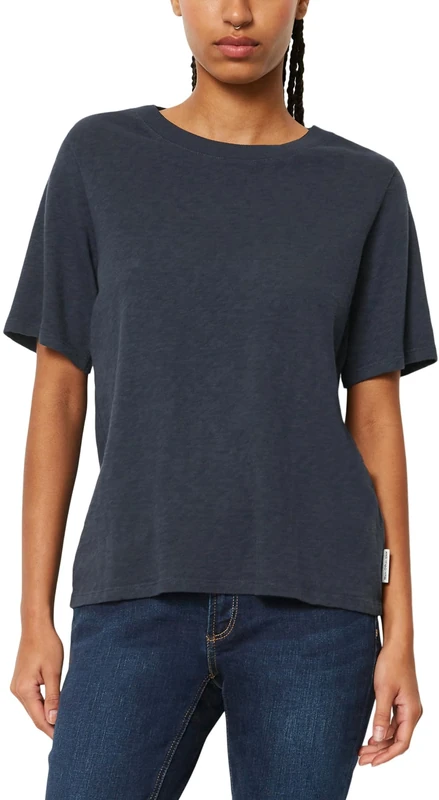 Marc OߴPolo Denim Women's Organic Cotton T-Shirt with Round Neck, Blue (Navy Teal), S