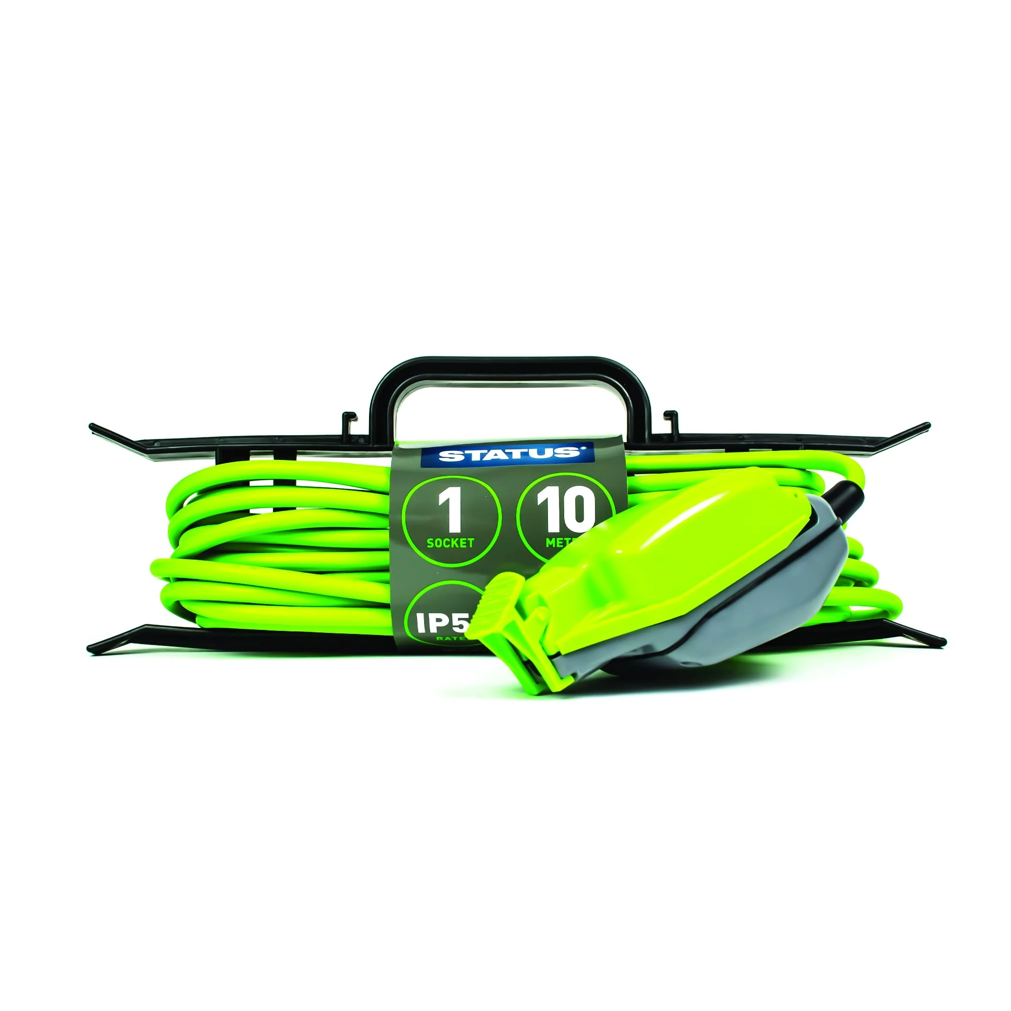 STATUS 1 Socket Extension Lead, 10m, Green, Waterproof Outdoor Cable, IP54 Rated, 13 Amp Plug, Weatherproof, Heavy Duty Socket, Ideal for Garden Power Tools, DIY Use (1W10M13AIP54HFS6)