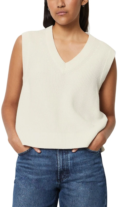 Marc OߴPolo Denim Women's Organic Cotton Sweater Vest, White (Scandinavian White), XXL