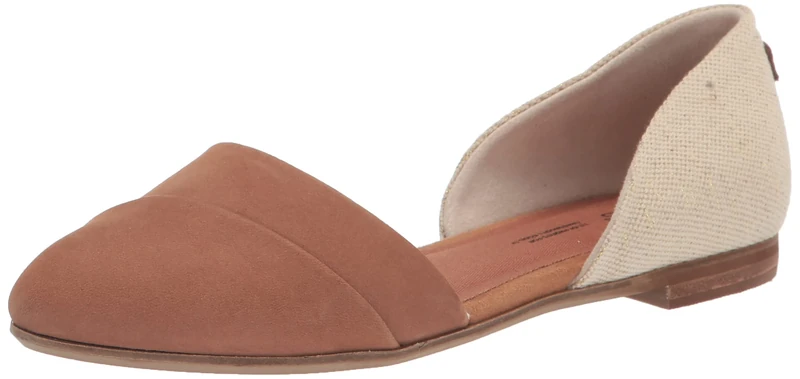 TOMS Women's Jutti D'Orsay Leather Basket Weave and Metallic Linen Flat, Brown Sugar, 3.5 UK - Image 1