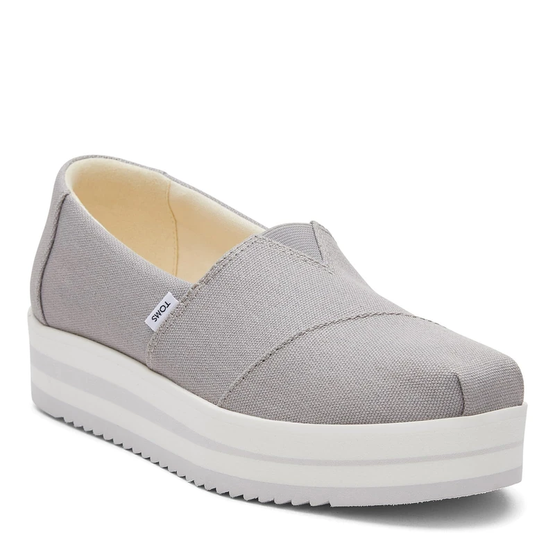 TOMS Women's Alp Midform Loafer Flat, Drizzle Grey Canvas, 8 UK