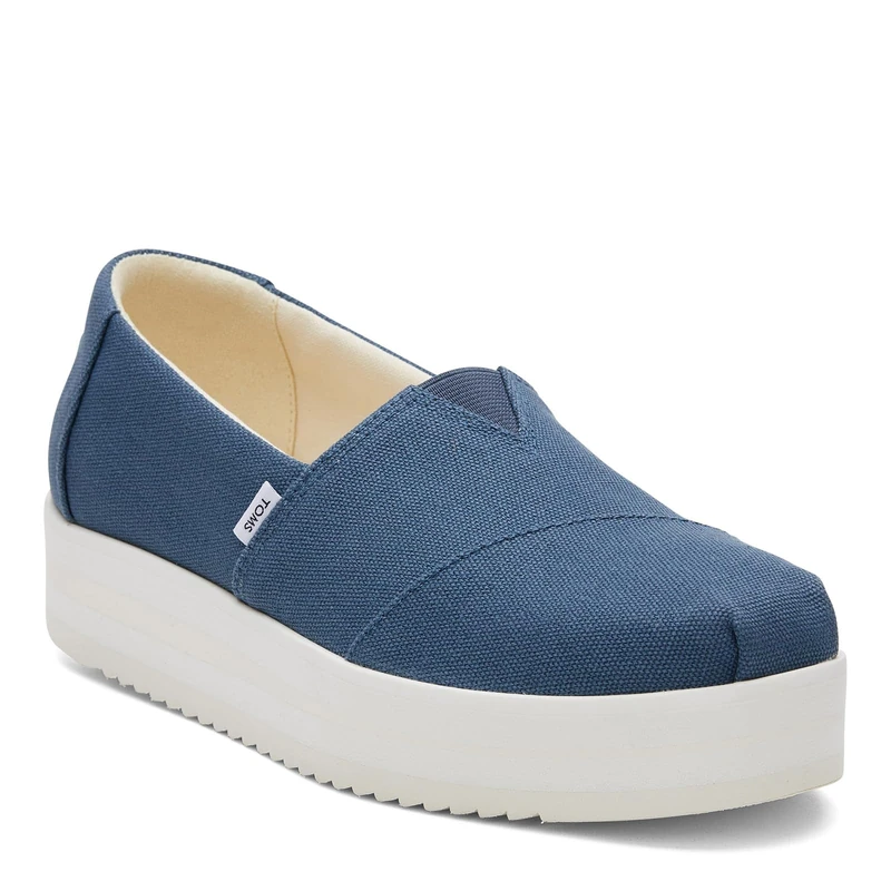 TOMS Women's Alp Midform Loafer Flat, Majolica Blue Canvas, 7.5 UK