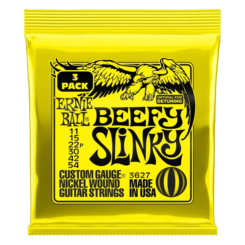 Ernie Ball Beefy Slinky Nickel Wound Electric Guitar Strings 3-Pack - 11-54 Gauge