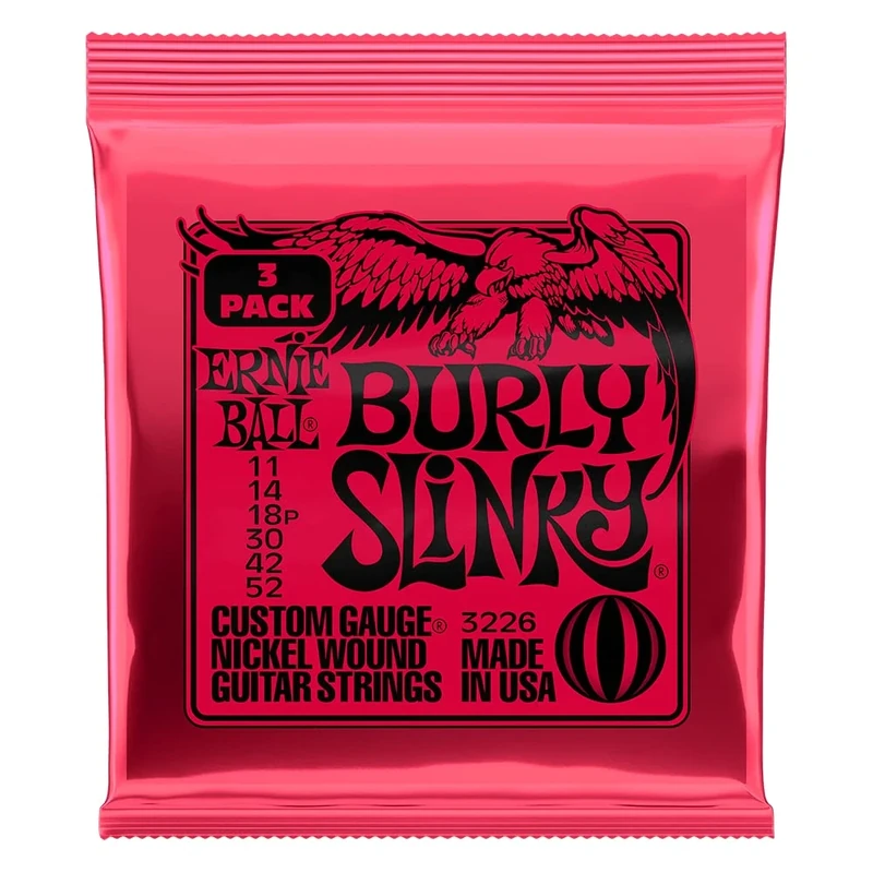 Ernie Ball Burly Slinky Nickelwound Electric Guitar Strings 3-Pack - 11-52 Gauge