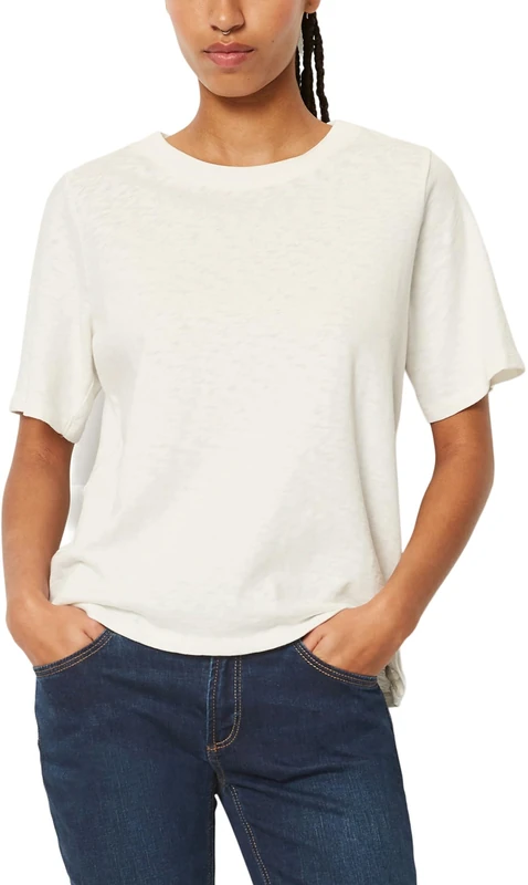 Marc OߴPolo Denim Women's Organic Cotton T-Shirt with Round Neck, White (Scandinavian White), L
